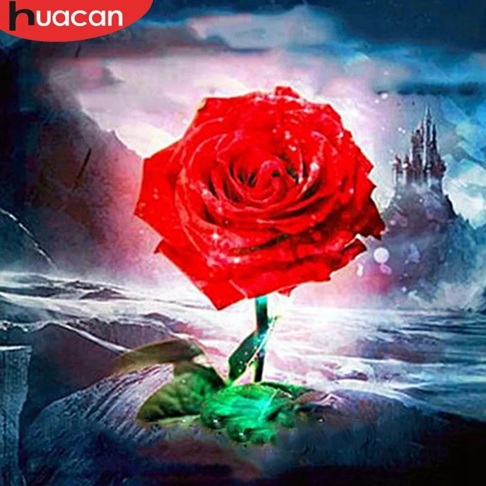 

HUACAN 5D Diamond Painting Flower DIY Diamond Embroidery Rose Full Square Mosaic Cross Stitch Rhinestones Decor Home Gift
