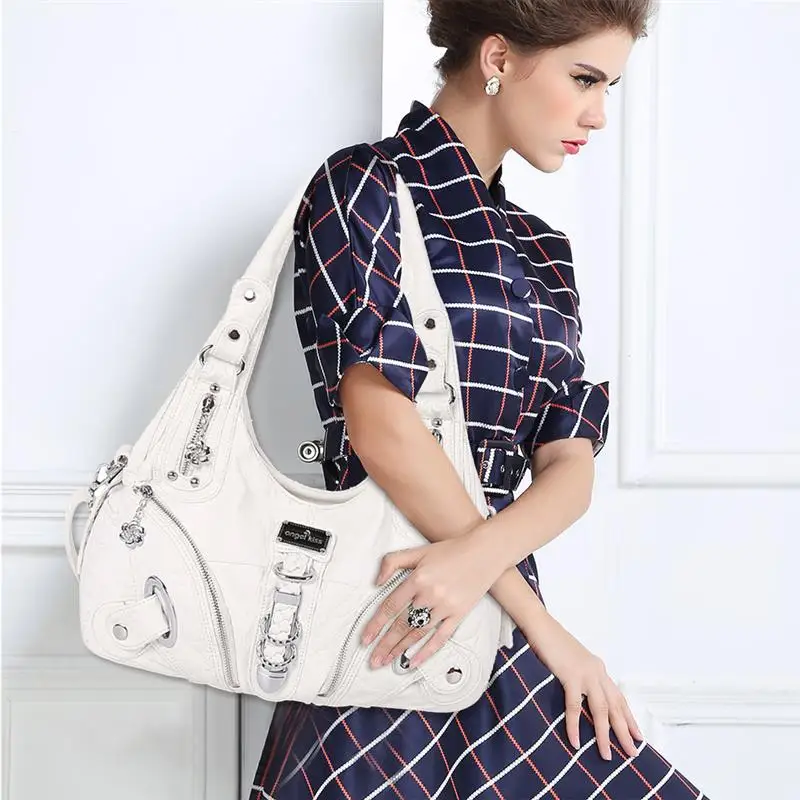 Минималистичная Большая вместительная женская сумка-хобо в стиле панк, модная крутая сумка из искусственной кожи, женская сумка-мессенджер