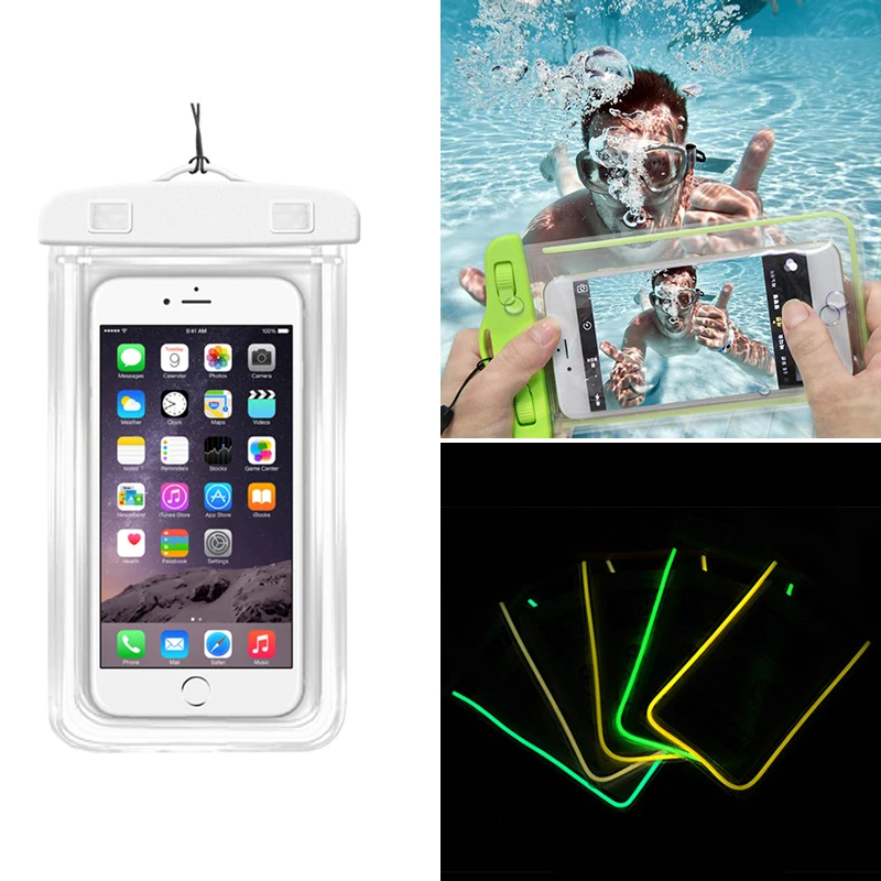 Fluoreszenz Handy Wasserdichte Tasche PVC Leucht Wasserdichte Telefon Fall Abdeckung Spa Schwimmen Zubehör Geeignet 6in Handys