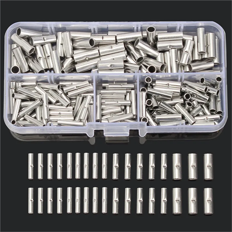 

Copper TC20 200Pcs Copper Butt Splice Connector 22-10AWG Tinned Crimp Terminal Kit 80x22-18AWG 60x16-14AWG 60x12-10AWG