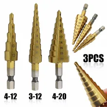3pcs 4-20mm 4-12mm 3-12mm Pagoda Drill Bits Multifunction Hex Shank Cone HSS Step Drill Bit Set Mayitr
