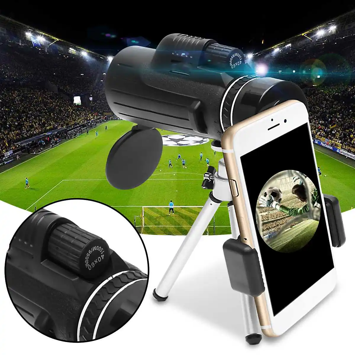 

40x60 Monocular Telescope Smartphone BAK4 HD Mini Monoculars Night Vision Zoom Outdoor Hunting Camping Scopes + Tripod