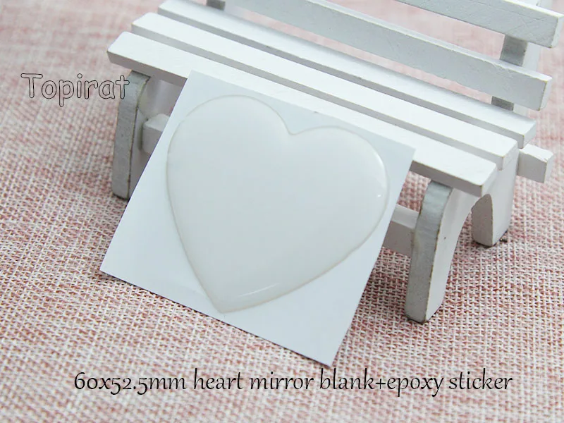 100PCS 60x52.5mm Heart Transparent Clear Domed Epoxy Sticker Heart