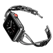 Женские часы ремешок для Apple Watch полосы 38 мм/42 мм/40 мм 44 мм Алмазный ремешок из нержавеющей стали для iwatch серии 4 3 2 браслет