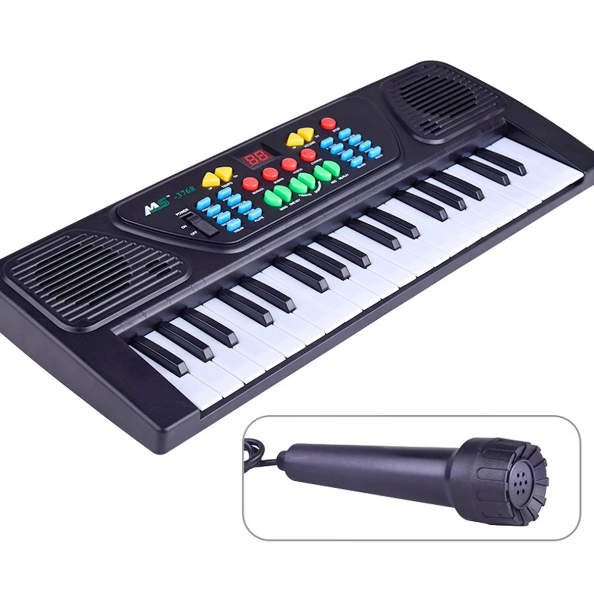 

Multifunctional 37 Keys Piano Electronic Organ with Microphone Kids Electric Piano Music Educational Electronic Keyboard (Black)