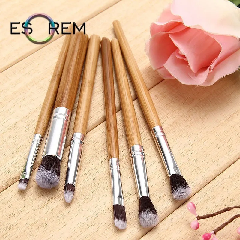

ESOREM 6PCS Professional Natural Bamboo Makeup Brushes Set Cosmetic Eyeliner Brush Multifunctional Foundation Eyeshadow Tool Hot
