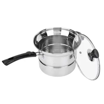 

New 201 Stainless Steel Nonmagnetic Non-stick Stockpot Cookware with Glass Lid Milk pot