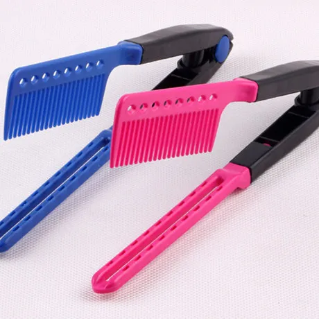 

Hair Straightening Comb Haircut Anti-static V Shape Comb Clip Clamp Hairdressing Styling Tools