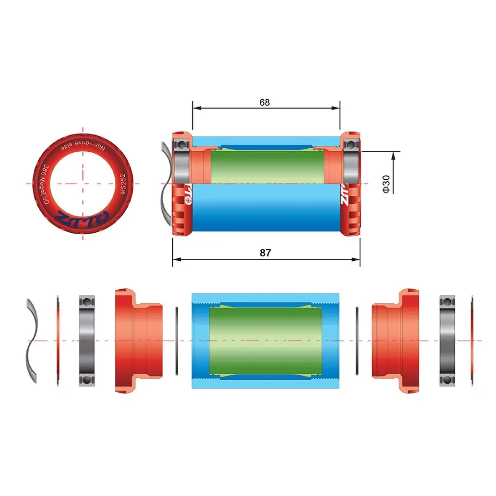 ZTTO BSA30 BB68 BSA 68 73 MTB дорожный велосипед внешний подшипник нижние кронштейны для BB ротора Raceface SLK BB386 30 мм шатуны