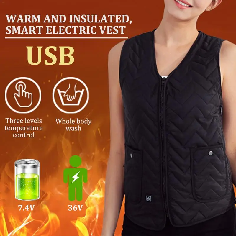 Electric Vest Warm Charge Heating Vest USB Heating Clothes Electric ...