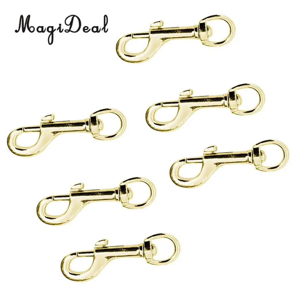 

6 Pack 78mm Heavy Duty Zinc Alloy Bolt Snap Hook Swivel Trigger Hook for Dog Lead Leather Craft Outdoor Activities- Gold/Silver