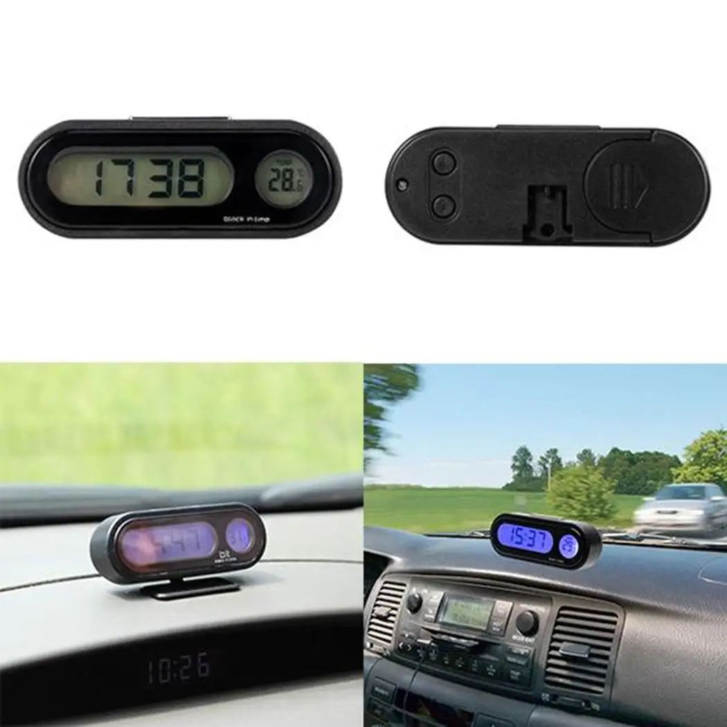 

Car Automotive LCD Automotive Thermometer Clock LED Backlight Clock, Black Display Easy Install and General