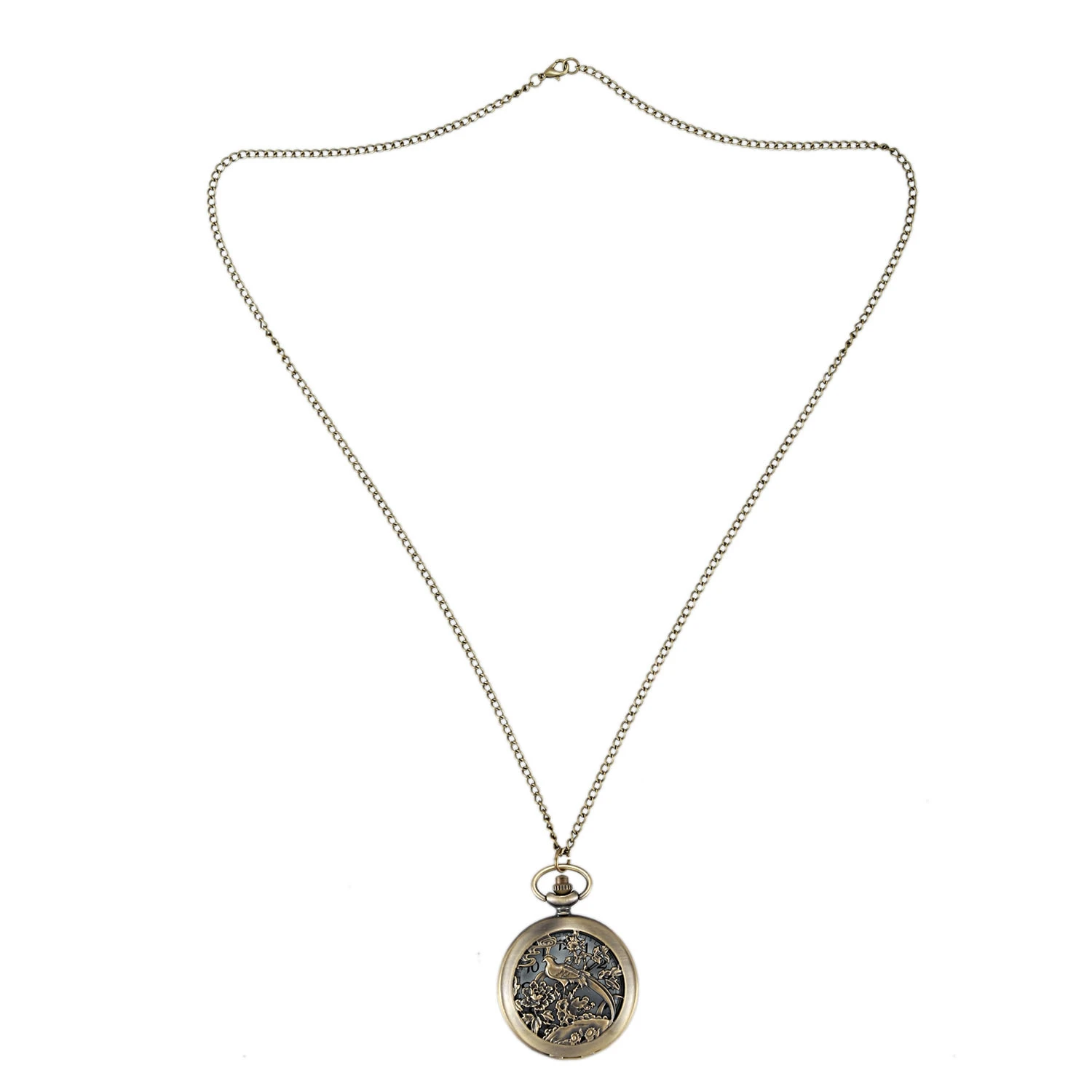 

Quartz pocket watch Trend design hollow carved flower bird quartz pocket watch