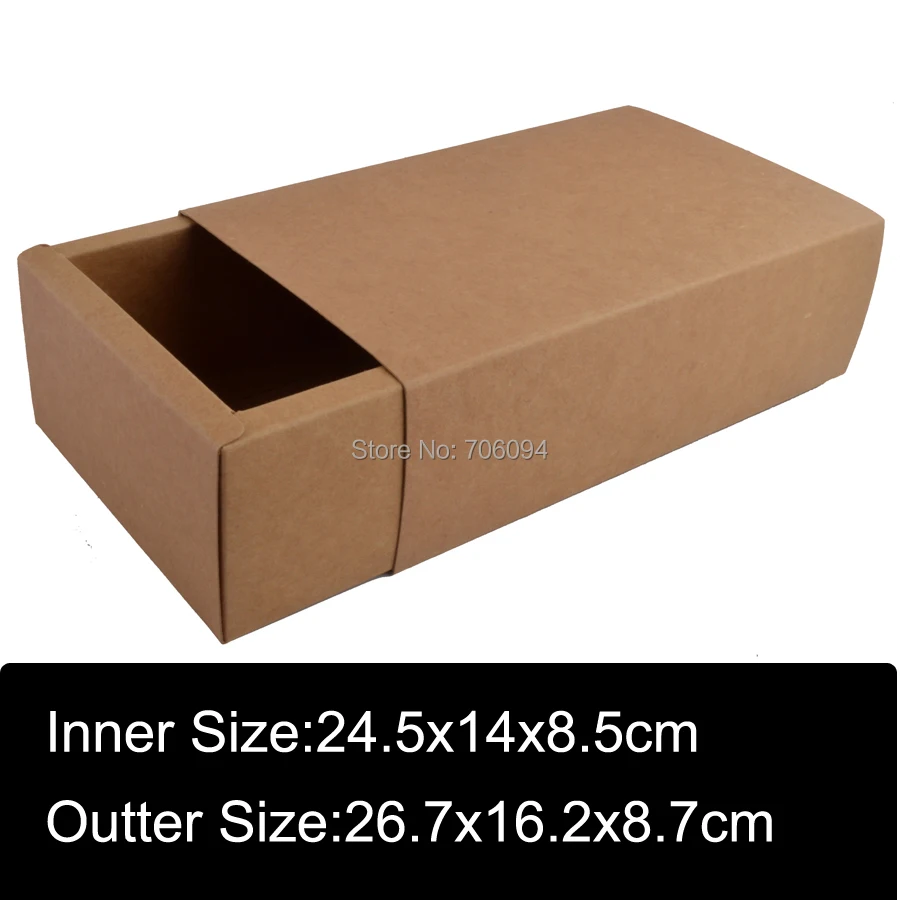 10 шт 26,7x16,2x8,7 см Крафт-ящик бумажная коробка коричневая крафт-бумага ручной работы подарочные коробки коробка с логотипом на заказ