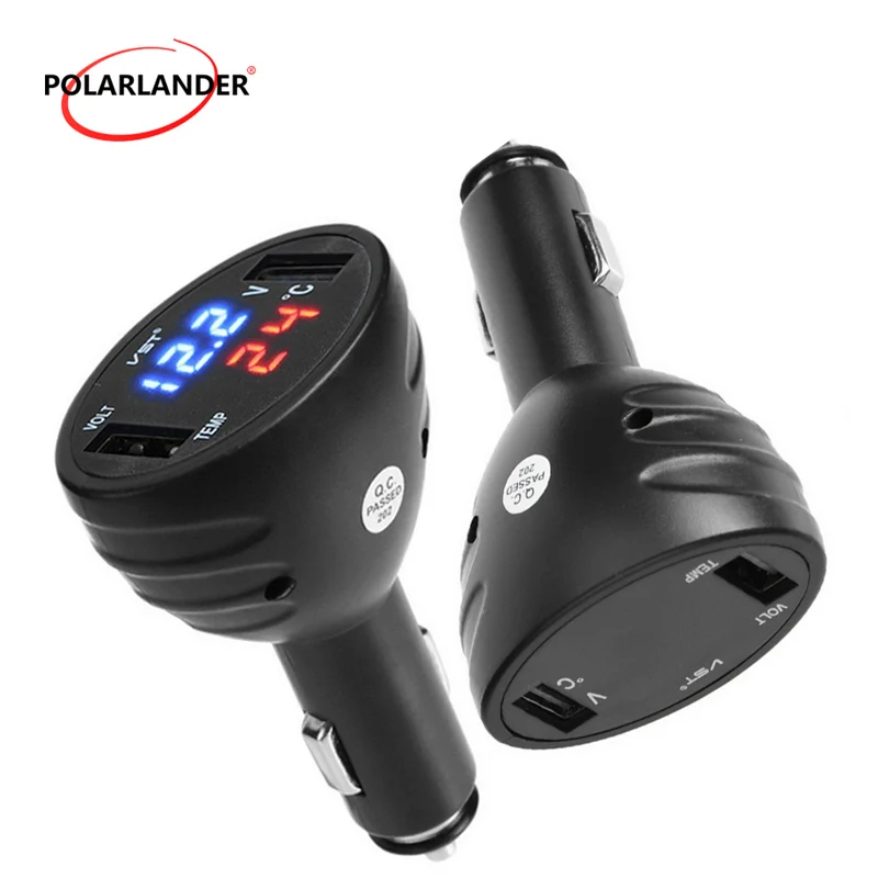 12V 24V Temperature Voltage Meter 3 in 1 Digital LED Thermometer Monitor Dual USB Ports | Автомобили и мотоциклы