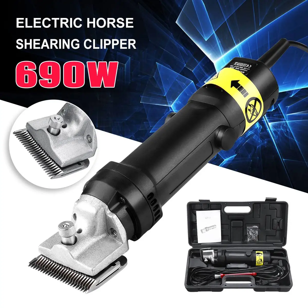 

Doersupp EU Plug 220V 690W Aluminum Horse Cattle Clipper ForTriming Horse Camel Hair Clipper 2400r/min Low Noise