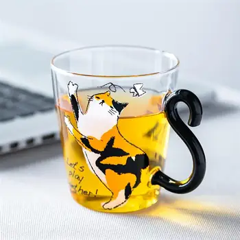 

8.5oz Cat Printed Coffee Mug Cute Water Juice Milk Cup For Breakfast Drinkware Animals Kittens Tea Coffee Cup For Home