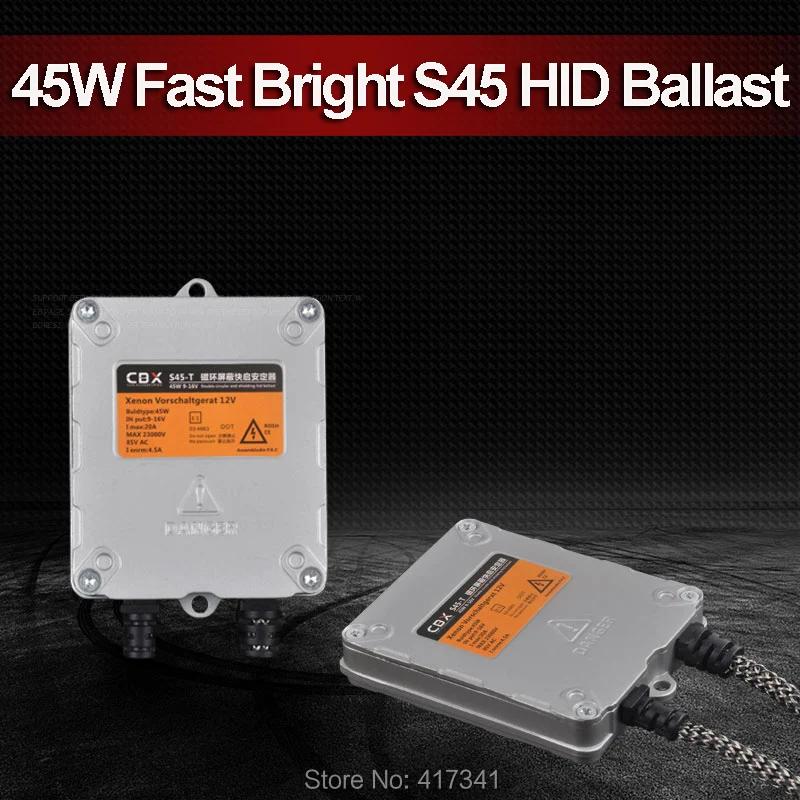 

45W 12V AC S45-T Fast Bright HID Xenon Ballast with Strengthen cable and Magnetic Sheil for Xenon Bulb and Headlight Repalcement