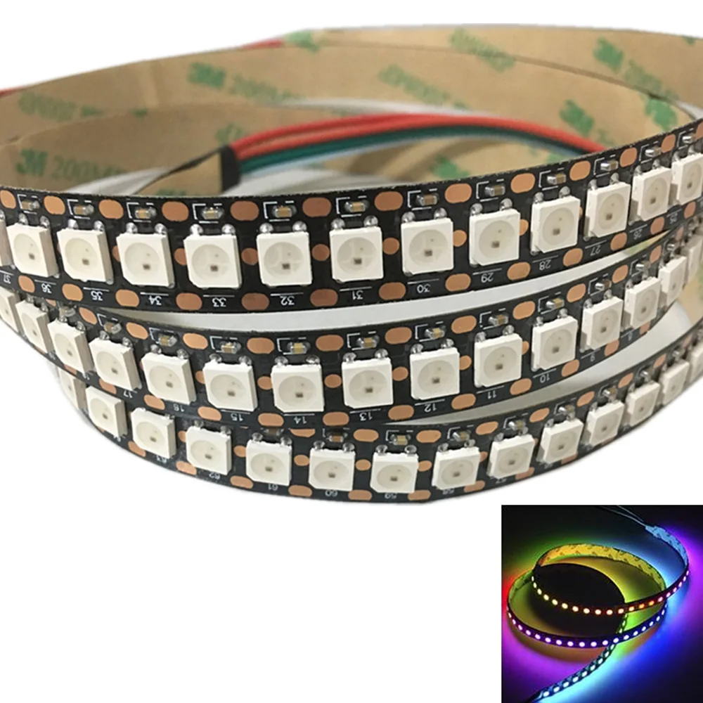 Светодиодная лента 144 пикселей 1 м LED s WS2812B 2812 WS Chip WS2811 IC Digital 5050 SMD RGB DC5V|Светодиодные