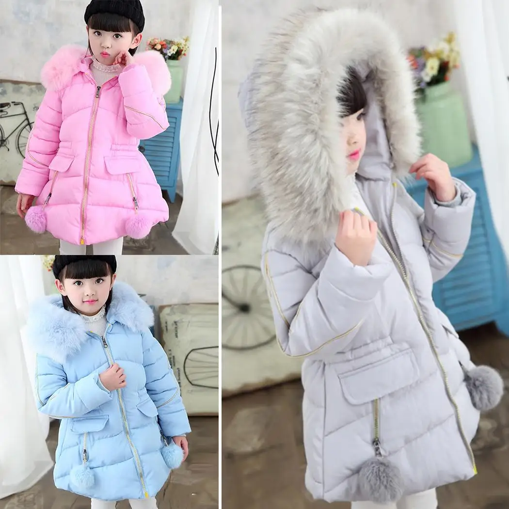 

Winter Girl's Everyday Outwear Coat Hooded Solid Kids Children Long Cute Girls Sleeve Thicken Holiday New Casual