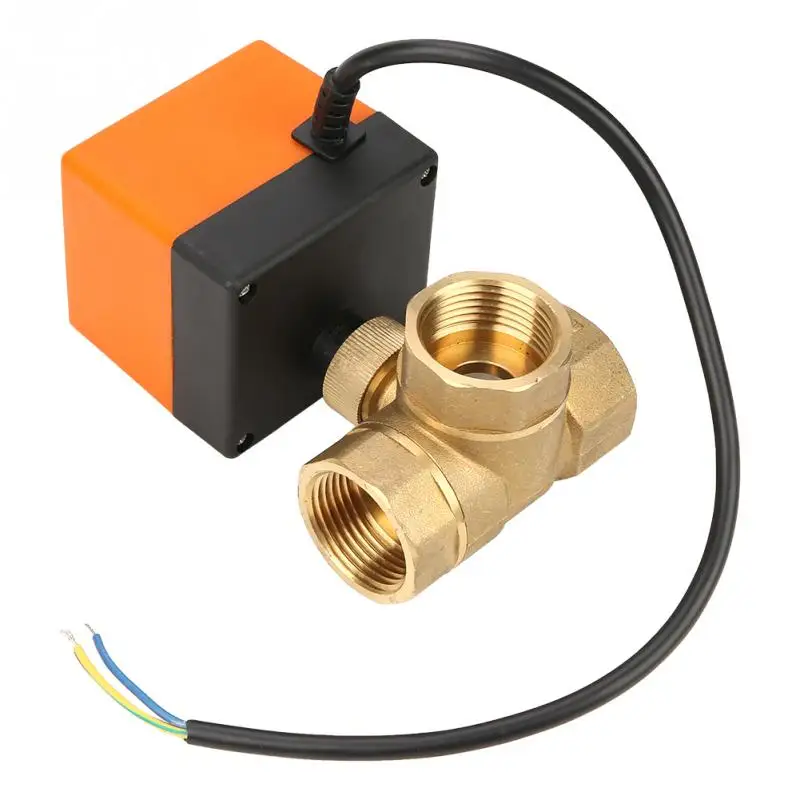 DN25/DN20/DN15 G1 латунь 3 ходовой моторизованный шаровой Электрический клапан для кондиционера DC24V