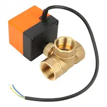 DN25/DN20/DN15 G1 латунь 3 ходовой моторизованный шаровой Электрический клапан для кондиционера DC24V