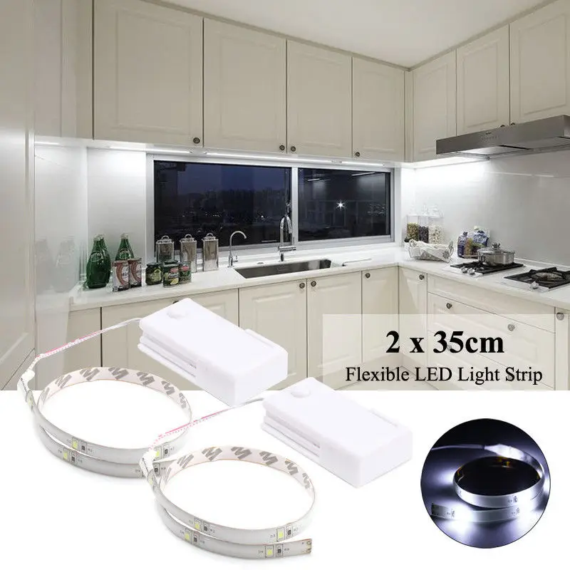2Pcs/set 35cm 9 LED Battery Cabinet Closet Strip Light Wardrobe TV Background Lamp | Лампы и освещение