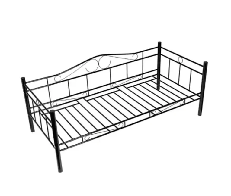 Vidaxl Black Single Day Bed Metal 90 X 200 Cm Robust Metal Lovely Nostalgic Style Day Bed Single Bed Without Mattress