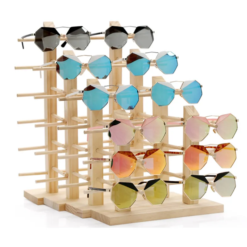 6 Pairs Wooden Sunglasses Eye Glasses Display Rack Stand Holder Organizer Hot 