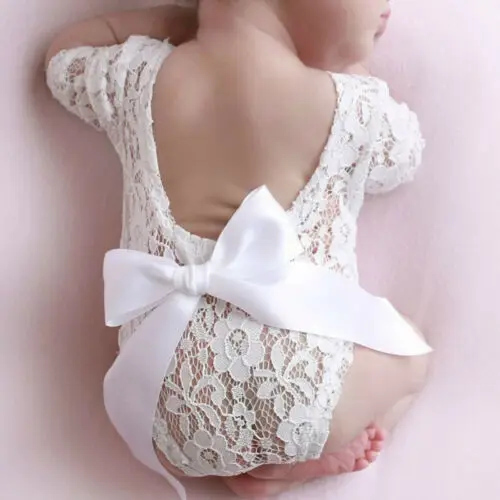 Baby Lace Backless Halter Romper Newborn Photography Props Princess Girl Clothes