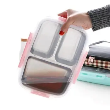 

Plastic Food Container 304 Stainless Steel Bento Box Leakproof Thermos Insulated Lunch Box Kitchen Tableware 27*19.5*6.5cm