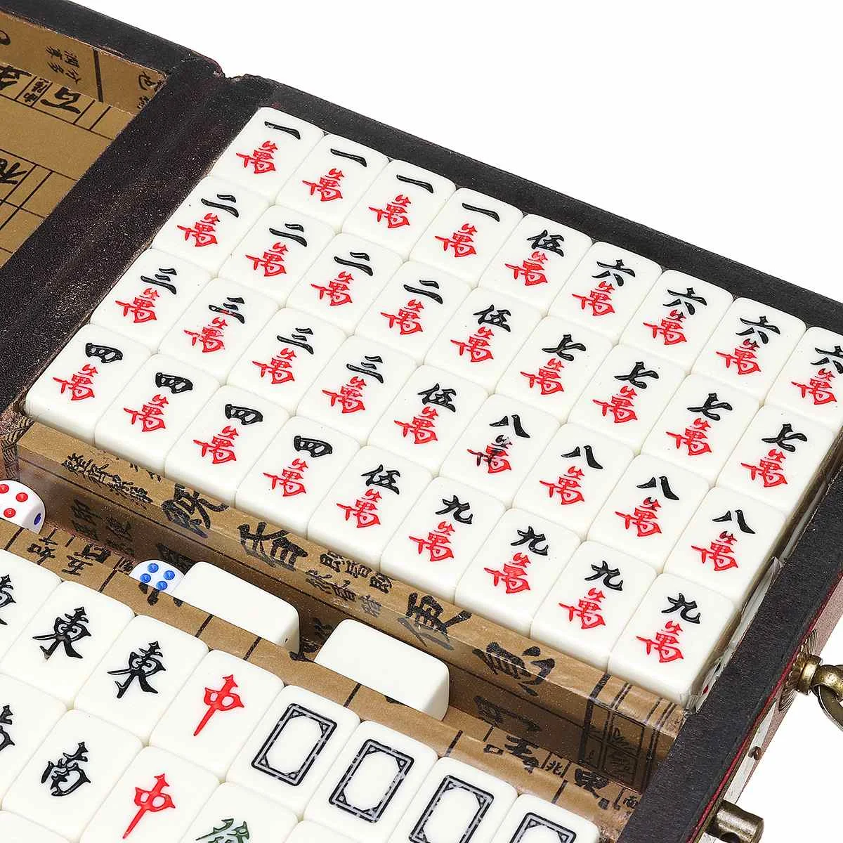 Высокое качество карточные игры 144 плитки Mah-Jong набор Многоцветный портативный винтажный маджонг редкая Китайская Игрушка с бамбуковой коробкой вечерние подарки