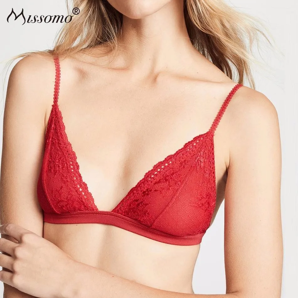 

Missomo Underwear Lace Bras For Women Sexy VS Red BH Bralet Modis Push Up Bralette Plus Size Cup Seamless Brassiere Lingerie