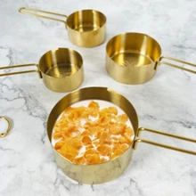 Горячая Распродажа, 4 шт., набор мерных стаканчиков из нержавеющей стали с медным покрытием, кухонные измерительные инструменты для выпечки кофе, чая, кондитерских изделий