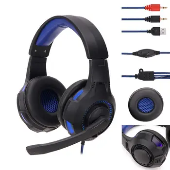 

Gaming Headset 3.5mm Internet Dedicated Headset Bass With Microphone Over-ear Color Box Packaging Line Length 2m PU Leather