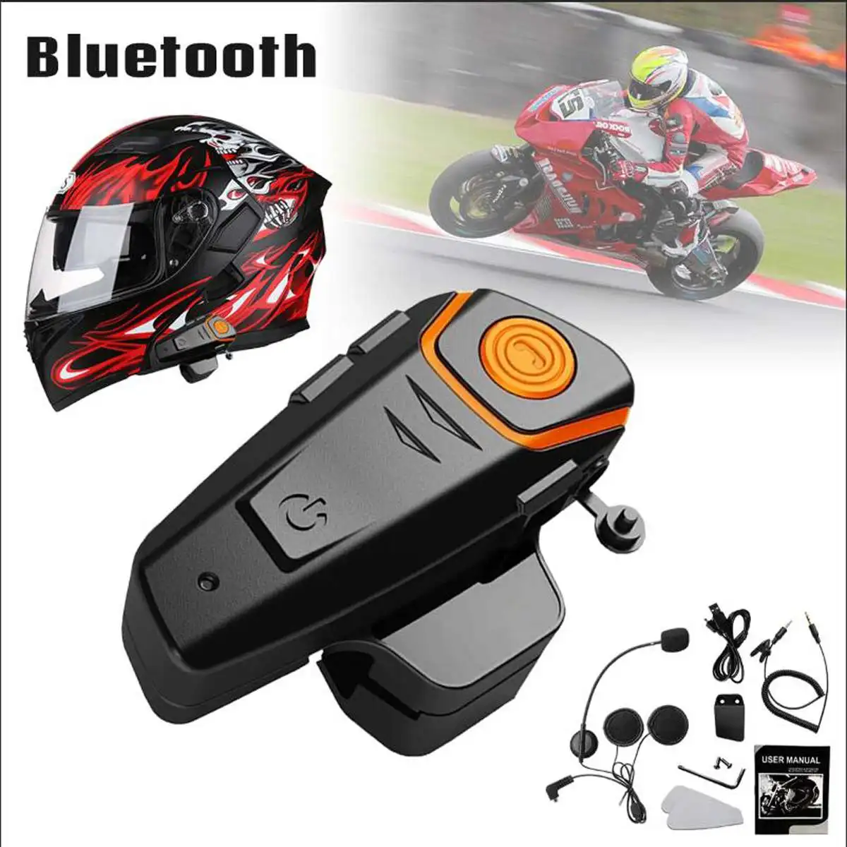 

KINCO Automatic Answering FM Waterproof Music Motorcycle bluetooth 3.0 Headset 1000m Intercom Headset FM