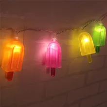 Mrosaa Ice Cream Shape 1.5M 10 LED Night Light Battery Powered Popsicles Party Festival Wedding Decor Atmosphere Holiday Lamp