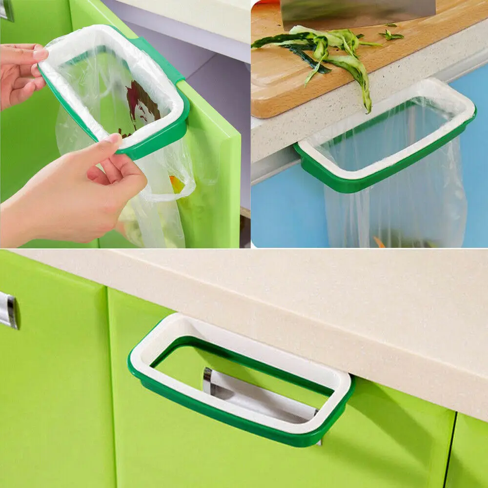 

Newest Trash Garbage Bag Rack Attach Holder Over Cabinet cupboard Door Kitchen Bathroom Home Storage Garbage Bag Rack Holders