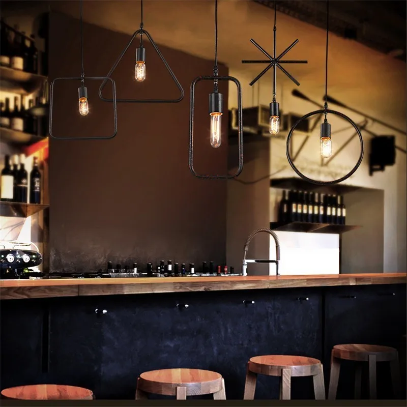 Скандинавский металлический промышленный стиль подвесные светильники квадратный треугольник круглый подвесной светильник для магазина одежды ресторан для кафе для дома Декор