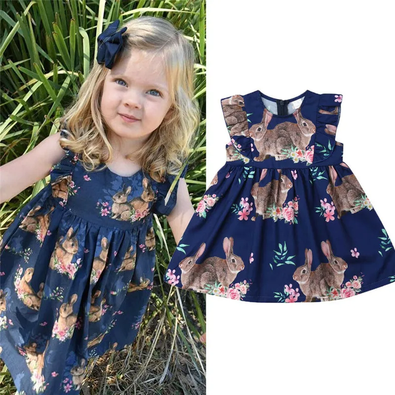 

1-4T Dresses For Girls Sleeveless Floral Flower Print Princess Dress Baby Girls Summer Dress Kids Newborn Child Girl Clothes Set