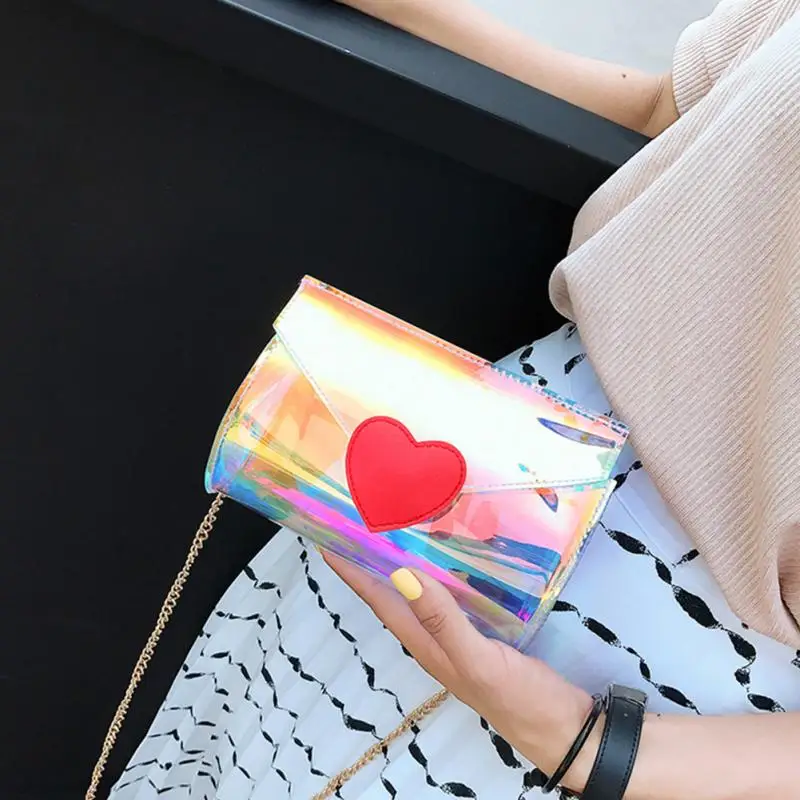 

Female Bag Summer Fashion New Handbags Sweet Lady Quality Shoulder Bag Red Heart Transparent Color Beach Messenger bag