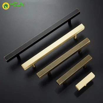 

1pc Gold Cabinet Handles Furniture Drawer Pulls solid Brass Kitchen Cupboard Cabinet Door Hardware Knobs hole spacing