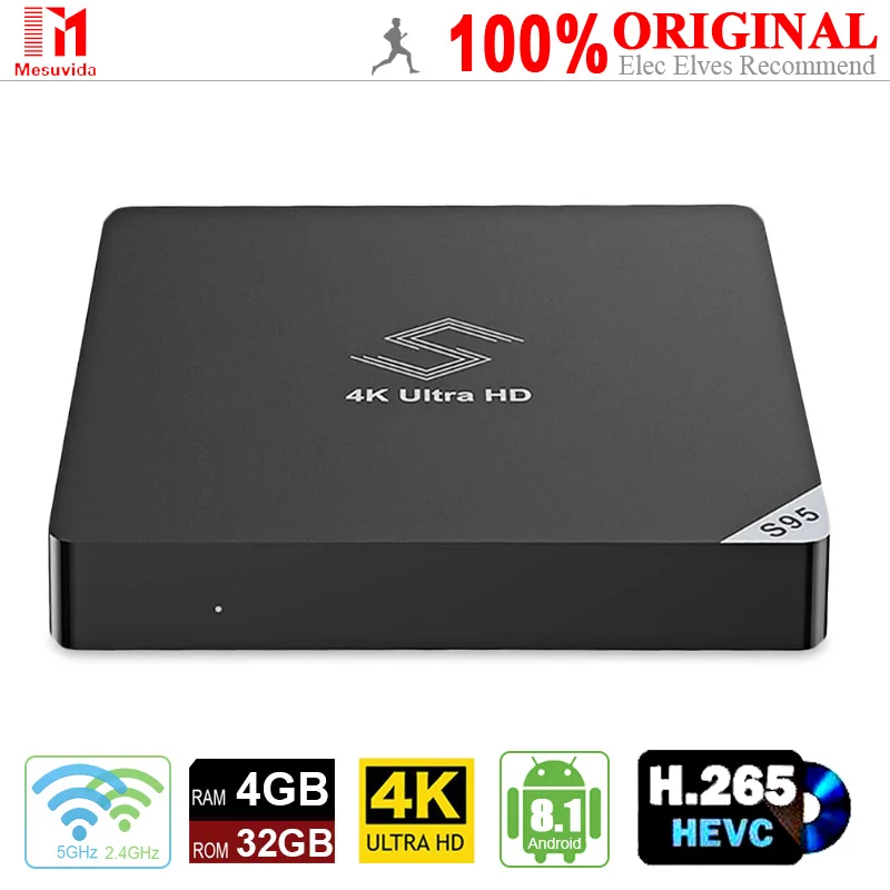 

Mesvida S95 4K HD TV Box (Android 8.1, S905XII CPU, Quad core ARM Cortex-A53, G31 MP2 GPU, 4GB DDR4 RAM, 2.4/5.8GHz WiFi, BT4.0)