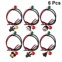 6 шт., рождественские тематические эластичные резинки для волос, эластичные резинки для волос, конский хвост, резинки для волос, аксессуары для волос для девочек и женщин