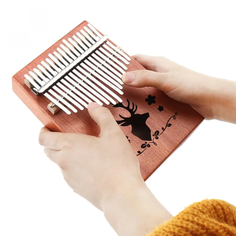 Teclas com Buraco de Som Única de Mogno Piano de Dedo Instrumento de Teclado Presente de Natal com Acessórios Kalimba de 17 Placa Mbira Mini - Image 2
