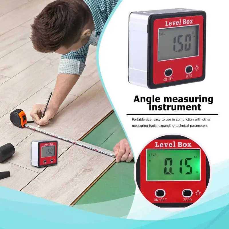 Digital Display Inclinometer Spirit Level Box Protractor Angle Finder Gauge Meter