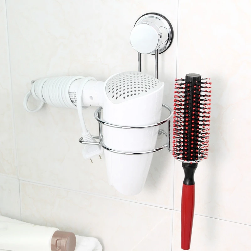 

Hair Dryer Holders Bathroom Wall Shelf Stainless Steel Storage Racks Strong Suction Cup Not Drilling Organizer Hairdryer Rack