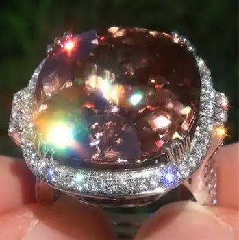 

Light Red Ring 6.3CT Men Women Wedding Engagement Size 6-10 Padparadscha Huge