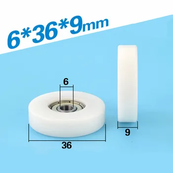 

[F0636-9] 10PCS flat type 626zz ball bearing non-standard pom plastic sliding door window guide cabinet pulley 6*36*9mm 0636K