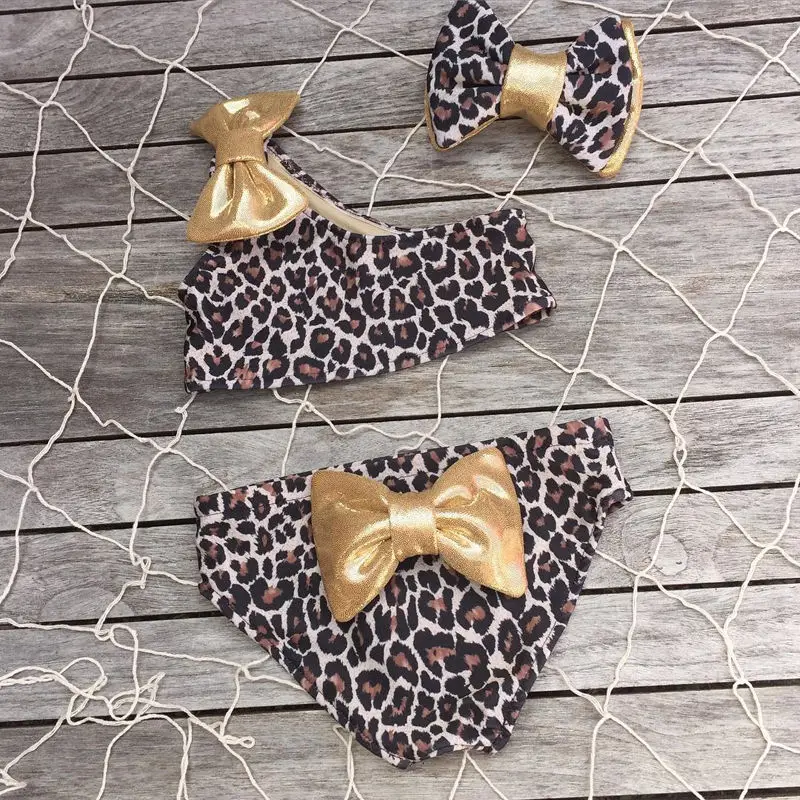 

Kids Baby Girls Swim Leopard Bikini Set Swimwear Swimsuit 3pcs Bathing Suit